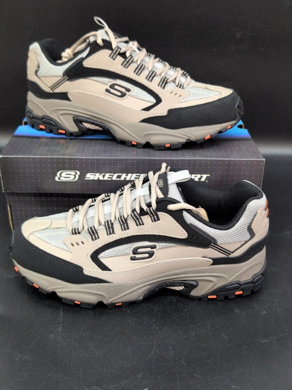 Skechers Stamina Nuovo Men's Running Curback Shoes US 10.5 Taupe Black